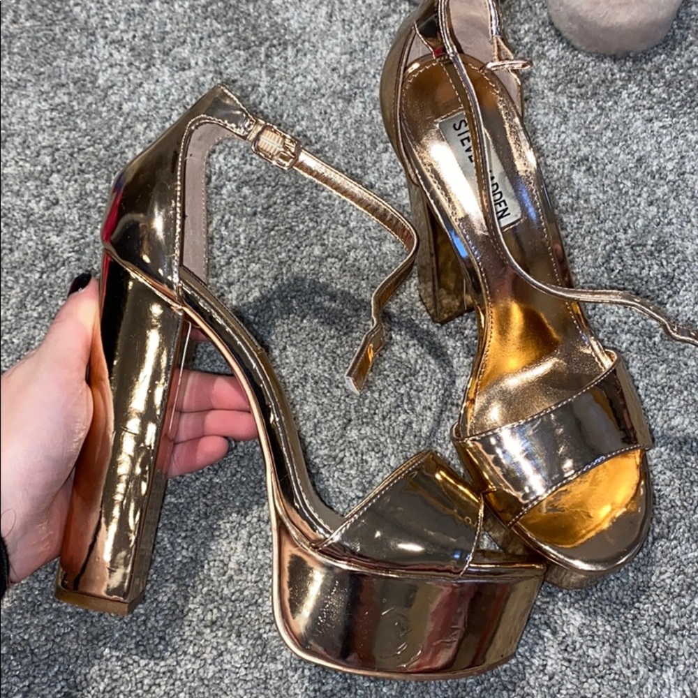 Steve Madden Gold Platform Heels